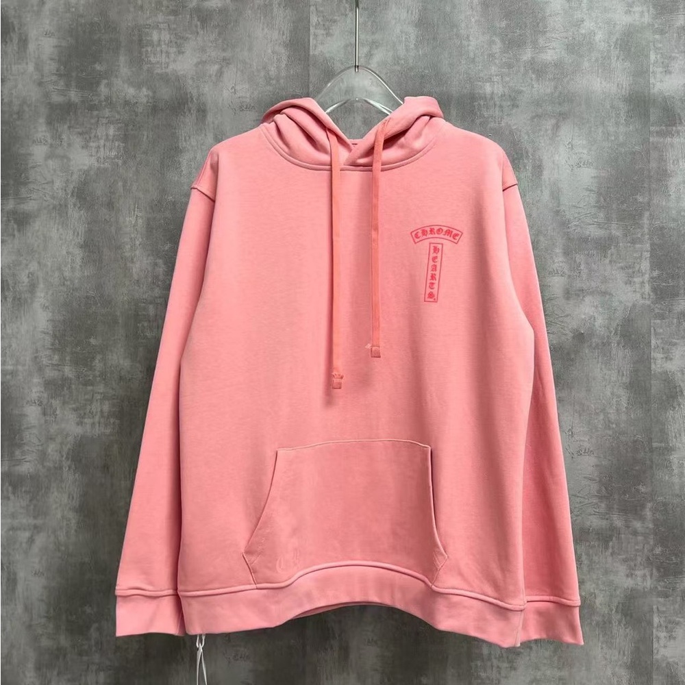 Chrome Hearts Pink Logo Pullover Hoodie Unisex Streetwear
